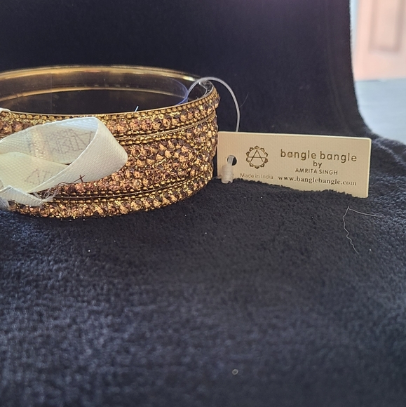 Amrita Singh Austrian Crystal Goldtone Bangle Set - Picture 1 of 3